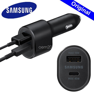 Original Samsung 45W Fast Charging Car Charger Dual Port Adapter PD Cable S20 $9.34
