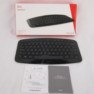 #ad Microsoft Arc Wireless Keyboard Model 1392 Black With USB Dongle And Bag Cover $49.95