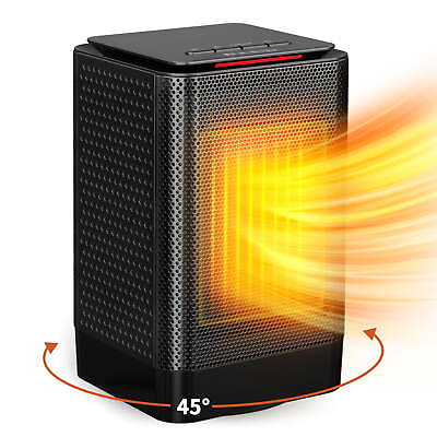 #ad KLOUDIC 950W Portable Ceramic Heater with 45° Oscillation Black $34.87