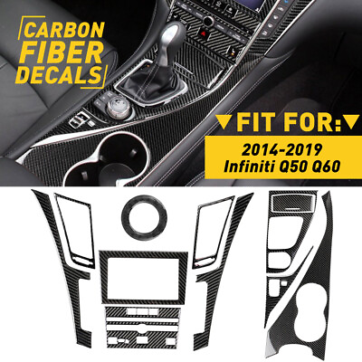 #ad #ad 11x Carbon Fiber Full Interior Kit Set Cover Trim For Infiniti Q50 Q60 2014 2019 $51.99