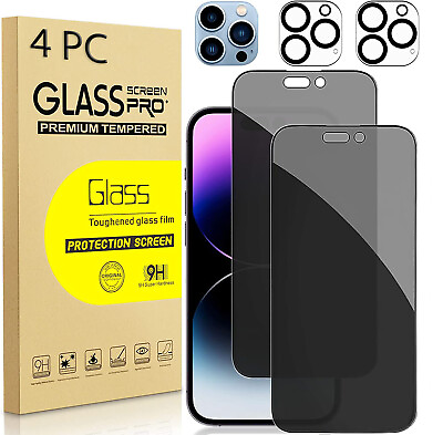 #ad For iPhone 15 14 13 12 11 Pro Max Privacy Tempered Glass Screen Camera Protector $5.68