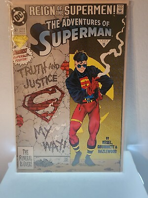 #ad Adventures of Superman #501 Regular Cover Reign of the Supermen 1993 DC Comic $10.00