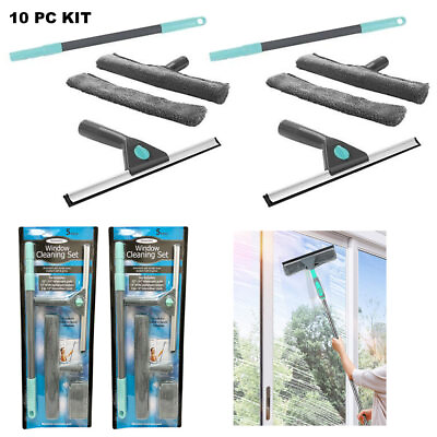 #ad 10 PC Window Squeegee Cleaning Kit 51quot; Extension Pole Wiper Microfiber Cloths $31.51