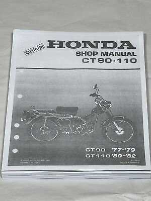 #ad 3 hole Official Service Shop Repair Manual 77 82 Honda CT90 CT110 Trail 90 110 $23.99
