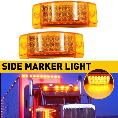 #ad 2X 6quot;Marker Lights LED Truck Trailer Side Light Turn Signal Light Amber Lamps $15.99