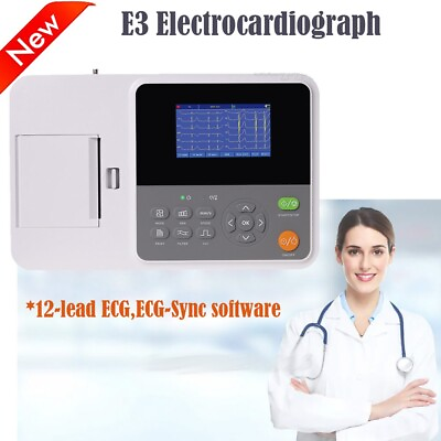 #ad CONTEC NEW Digital 3 Channel ECG EKG Machine 12 Lead electrocardiograph $519.00