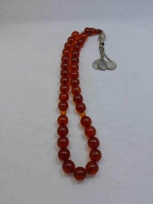 #ad Antique Old Used Orange Sandlos Prayer Beads 33 Natural Islam Handmade Arabic $243.60