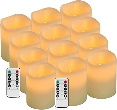 #ad antizer Flameless Candles Battery Operated Candles Set of 12 Ivory Real Wax P... $44.40