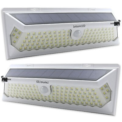 #ad 2 Pack 120 LED Solar Power Motion Sensor Wall Light Outdoor Garden Lamp White $47.99
