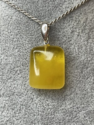 #ad Yellow Amber Stone PENDANT.Baltic AMBER Stone PENDANT with Sterling Silver 925 $22.00