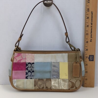 #ad Coach Patchwork Purse Pouch Woman#x27;s Small Bag Logo Leather 10017 Y2k $60.00