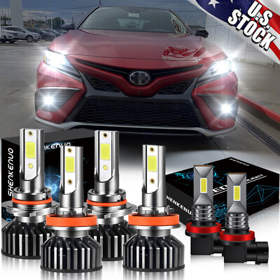#ad For Toyota Camry 2007 2014 6000K F2 LED Headlight High Low Fog light bulbs Kit $65.59
