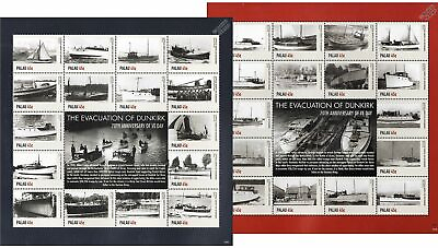 #ad WWII The Evacuation of DUNKIRK Little Ships 32v 2 x Stamp Sheets 2015 Palau GBP 19.99
