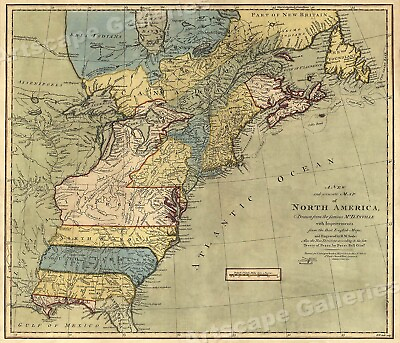 #ad North America 1771 Colonial Map 13 Colonies 20x24 $16.95
