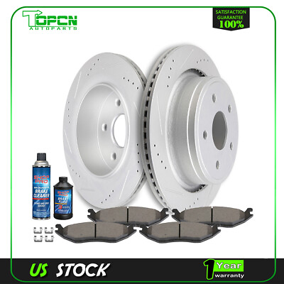 #ad 4X Ceramic Brake Pads and 2X Rotors Rear For Dodge Ram 1500 2002 2005 slotted $141.29