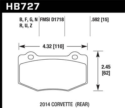 #ad Hawk Fits 14 18 Chevrolet Corvette Rear ER 1 Brake Pad Set $272.99