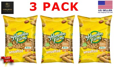 #ad 3 PACK Hampton Farms Unsalted In Shell Peanuts 5 Lbs. FREE SHIPPING $34.97