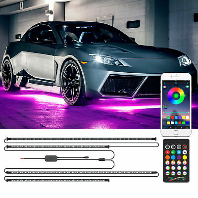 RGB LED Strip Under Car Tube Underglow Underbody System Neon Light Kit APP $27.49