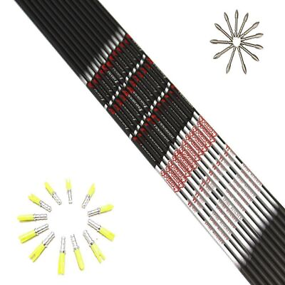 #ad 12pcs Carbon Arrow Shafts Spine350 400 500 600 700 800 900 ID4.2mm Target Point $89.08