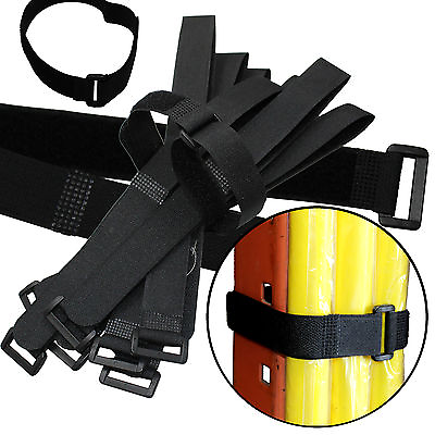 #ad Durable 10 Hook and Loop Reusable Cable Tie Down Straps Kit 20 inch x 3 4quot; Black $6.95