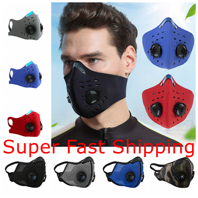 ⭐Face Mask Reusable Covering Double Valves Washable with Activated Carbon Filter $4.50