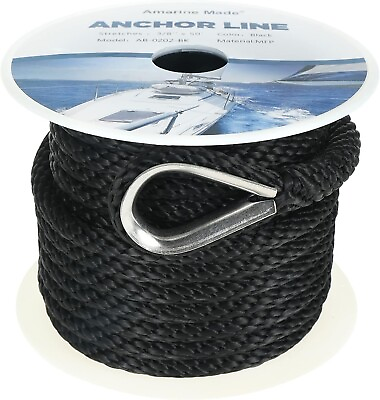 #ad 3 8” 50ft Braided Anchor Dock Line 800kg Breaking Strength w Stainless Shackle $25.99