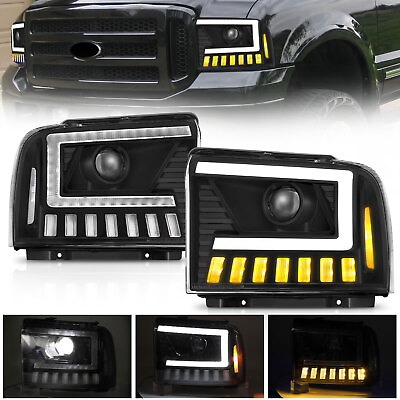 #ad LED DRL Sequential Headlights For 2005 07 Ford F250 F350 F450 F550 SuperDuty LR $225.99
