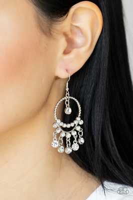 #ad Paparazzi: Cosmic Chandeliers White Earrings $5.99