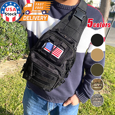 #ad Tactical Chest Bag Backpack Men#x27;s Molle Crossbody Sling Messenger Shoulder Pack $14.99