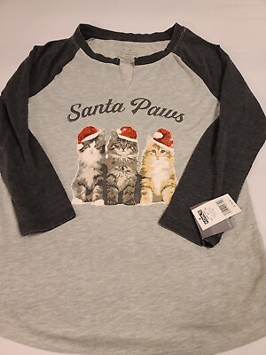 #ad NWT Kohl#x27;s Women#x27;s Grayson Threads T Shirt quot;Santa Pawsquot; Cats; Size M $17.99