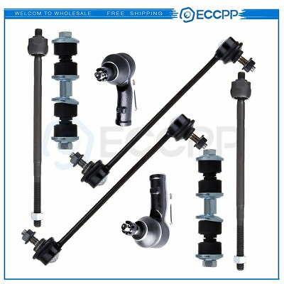 #ad 8Pcs Front Rear Sway Bars Inner Outer Tie Rod Links Kit For 2000 2006 Ford Focus $46.34