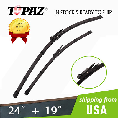 #ad TOPAZ Wiper Blade Set of 2 Front Left Right 24quot; amp; 19quot; OEM Quality $8.99