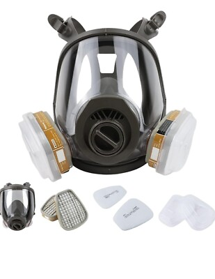 #ad Reusable full face mask with activated carbon air filter for protection from.203 $30.00