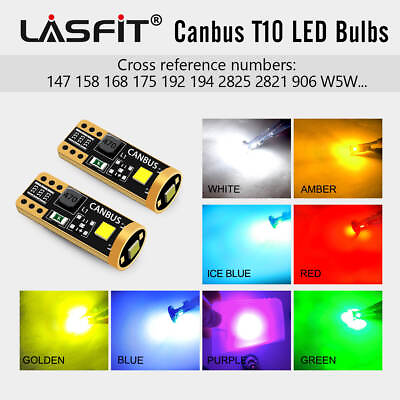 #ad LASFIT T10 194 2825 168 LED License Light Bulb White Red Amber Blue Error Free $10.99