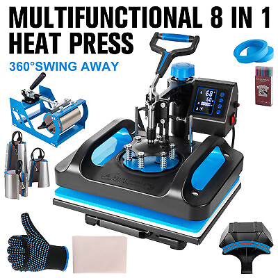 #ad 8 in 1 Heat Press Machine Sublimation Printing 15quot;x12quot; For T Shirt Mug Hat Plate $166.90