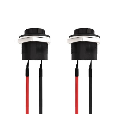 #ad 2x Black Round Circle Momentary Reset Push Button Switch w Attached Wire 5 8quot; $7.95