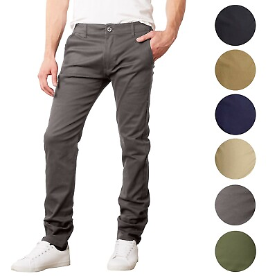 #ad Mens Chino Pants Jeans Cotton Stretch Slim Fit Straight Leg 5 Pocket Washed NWT $16.99