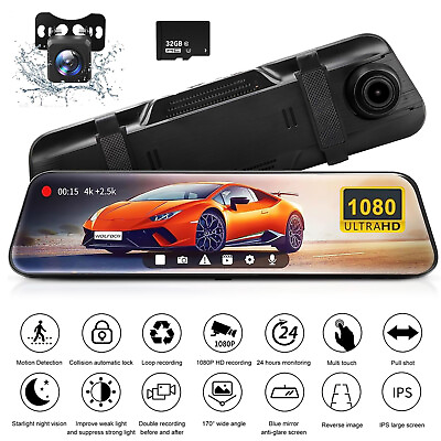 #ad 10quot; HD 1080P Dual Lens Car DVR Dash Cam Video Camera Recorder Rearview Mirror US $28.48