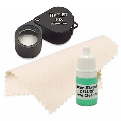 #ad 20.5mm BLACK TRIPLET LOUPE 10X w Leather Case Jewelry Inspection ELP 759.01 $22.90