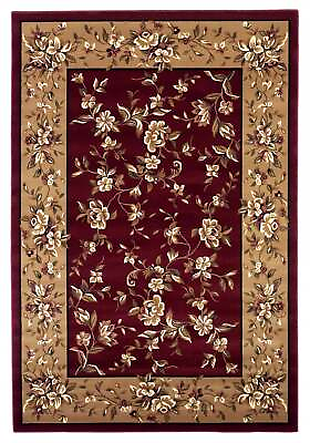 #ad 5#x27; X 8#x27; Red Or Beige Floral Bordered Area Rug $317.55