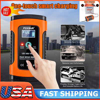 12 24V Automatic Car Battery Charger Intelligent Pulse Repair Starter AGM GEL 6A $22.99