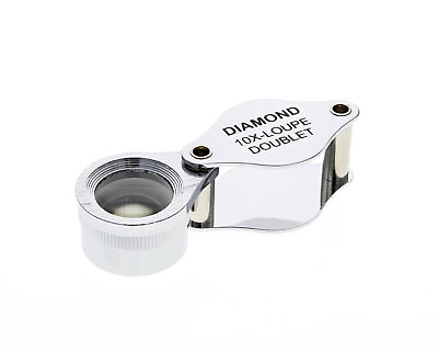 #ad JEWELERS LOUPE 10X POWER DIAMOND DOUBLET LOUPE SILVER MAGNIFIER TOOL S STEEL $7.95