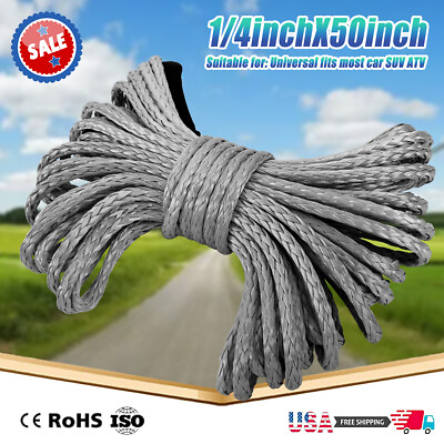 #ad Synthetic Winch Rope Line 1 4quot;x50#x27; 10000LBS Recovery Cable 4WD w Sheath ATV AE $13.95
