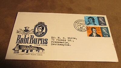 #ad 1966 FDC Cover Robert Burns set Winchester frank GBP 1.70