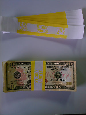 #ad 200 New Self Sealing Currency Bands $1000 Denomination Straps Money Tens $6.41