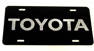 #ad DEEP Engraved NEW Toyota Car Tag Diamond Etched on Black Aluminum License Plate $17.50