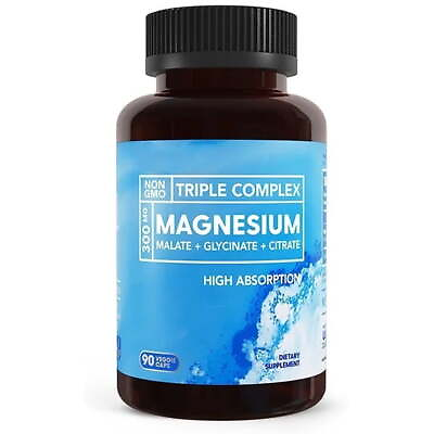 #ad Bio Triple Magnesium Complex 300mg of Magnesium Glycinate 90 capsules USA $20.99