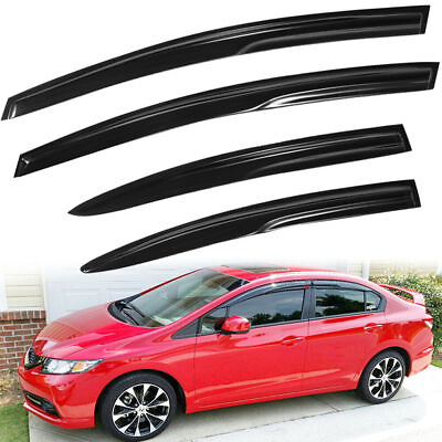 #ad Fits 2012 2015 Honda Civic JDM 3D Wavy Mugen Style Window Vent Visor Rain Guards $33.99