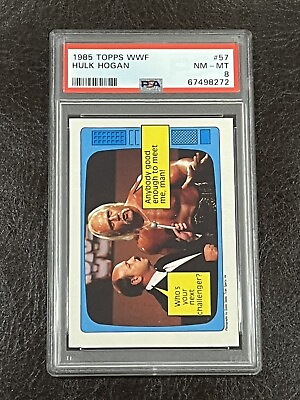 #ad 1985 Topps WWF Hulk Hogan Mean Gene Okerlund #57 PSA 8 NM MT Rookie RC WWE HOF $39.95