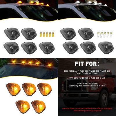 #ad 5x Smoke LED Cab Roof Lights Marker Amber White For Ford F 250 F 350 Super Duty $20.99